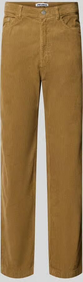 REVIEW straight fit corduroy broek van puur katoen met riemlussen