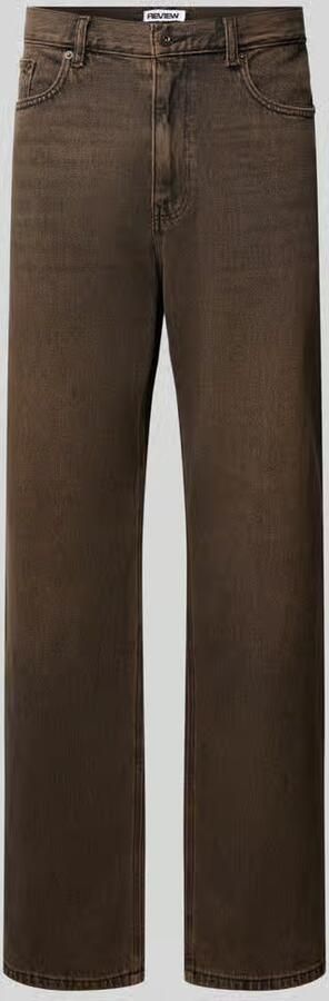 REVIEW straight fit jeans van puur katoen in used-look