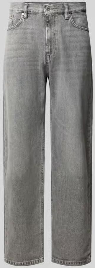 REVIEW straight fit jeans van puur katoen in used-look