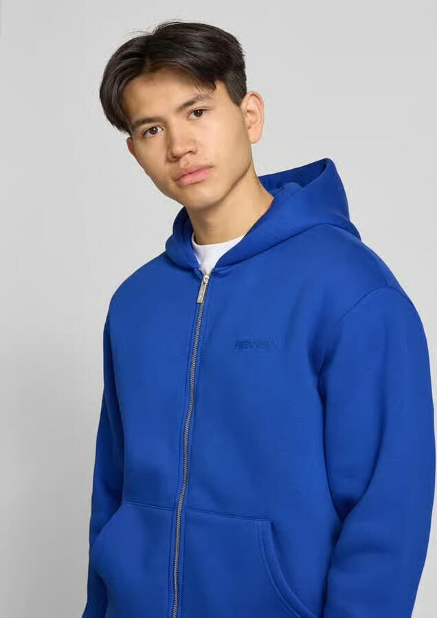 REVIEW Essentials hoodie met ritssluiting en logo