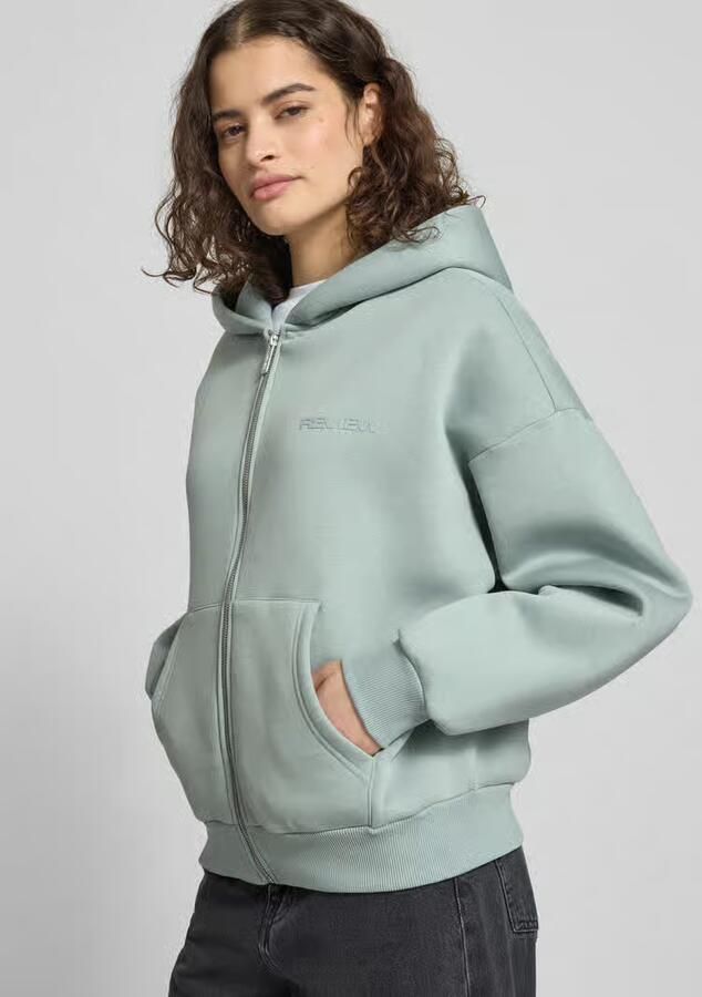 Review Regular fit sweatjack met kangoeroezak model 'Basic'