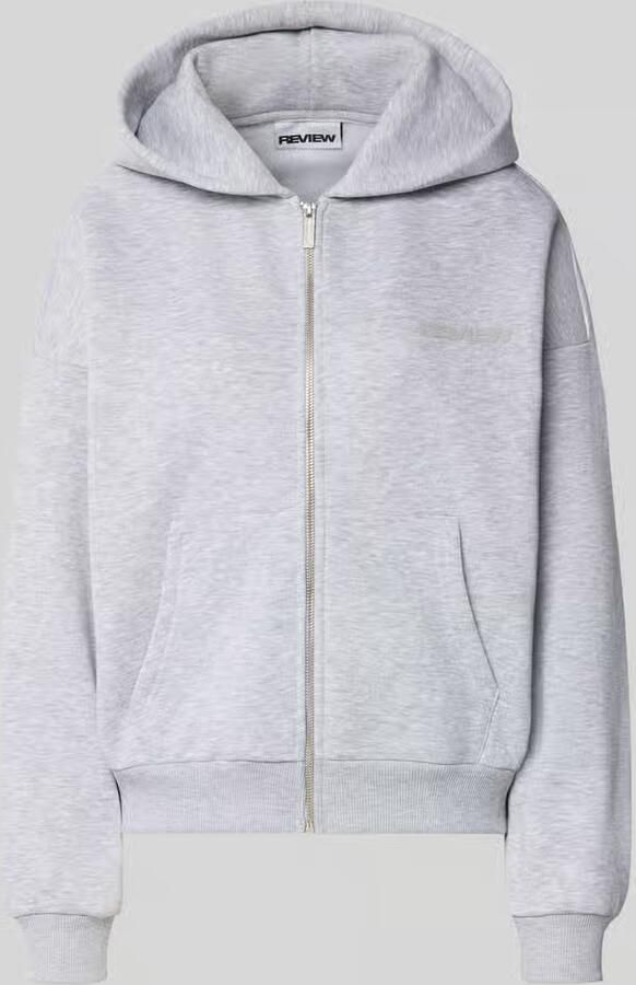 REVIEW sweatjack met logo en kangoeroezak