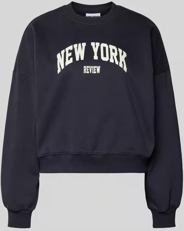 REVIEW Sweatshirt met labelprint en ronde halslijn