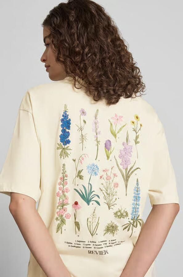 REVIEW T-shirt in oversized fit met bloemen-backprint