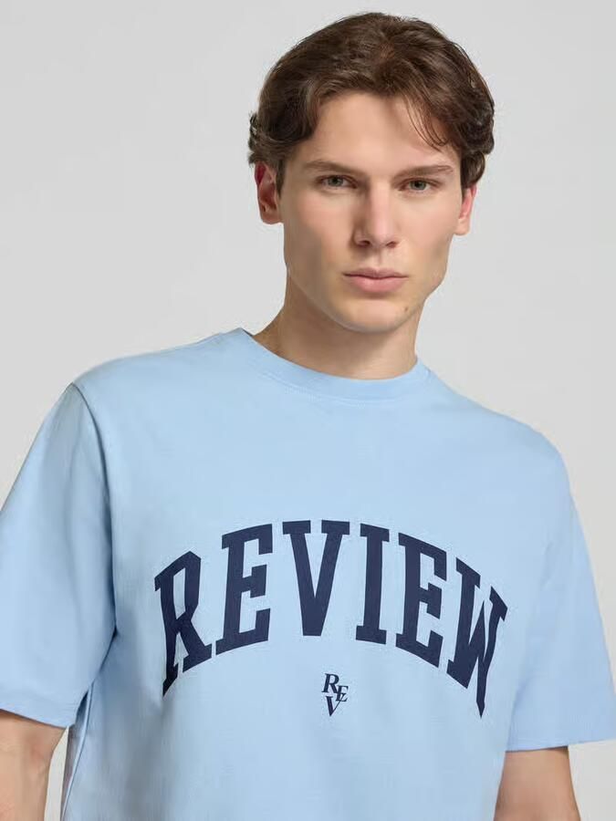 REVIEW T-shirt met labelprint en ronde hals