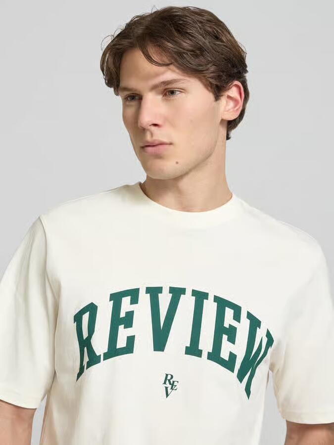 REVIEW T-shirt met labelprint en ronde hals