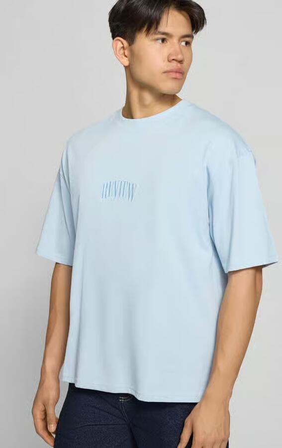 REVIEW T-shirt met Labelstitching en Ronde hals