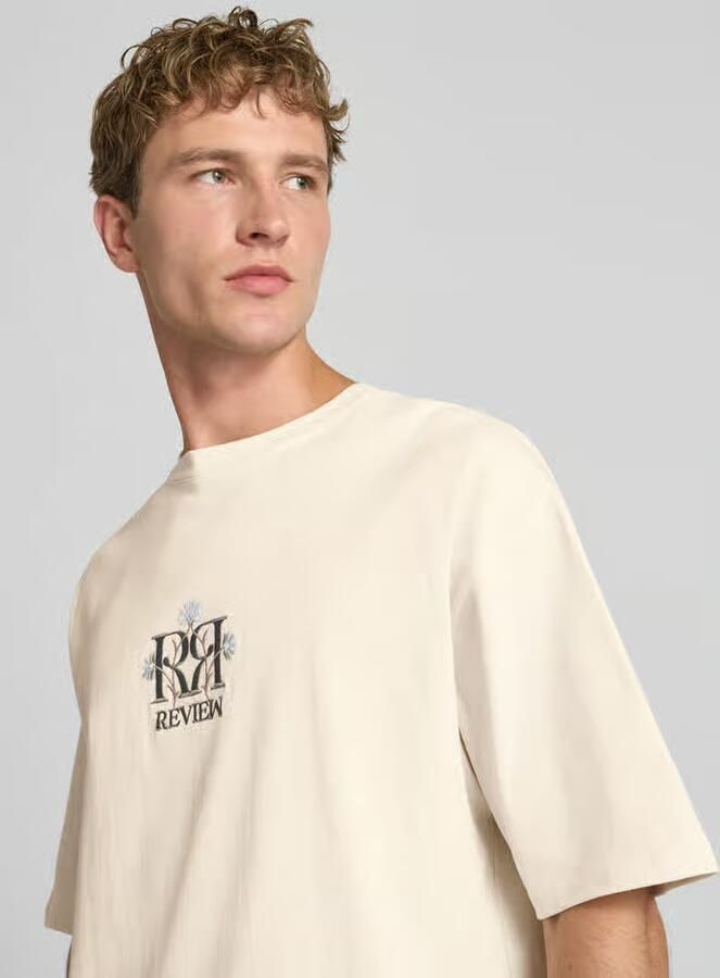 REVIEW T-shirt met Labelstitching en Ronde hals