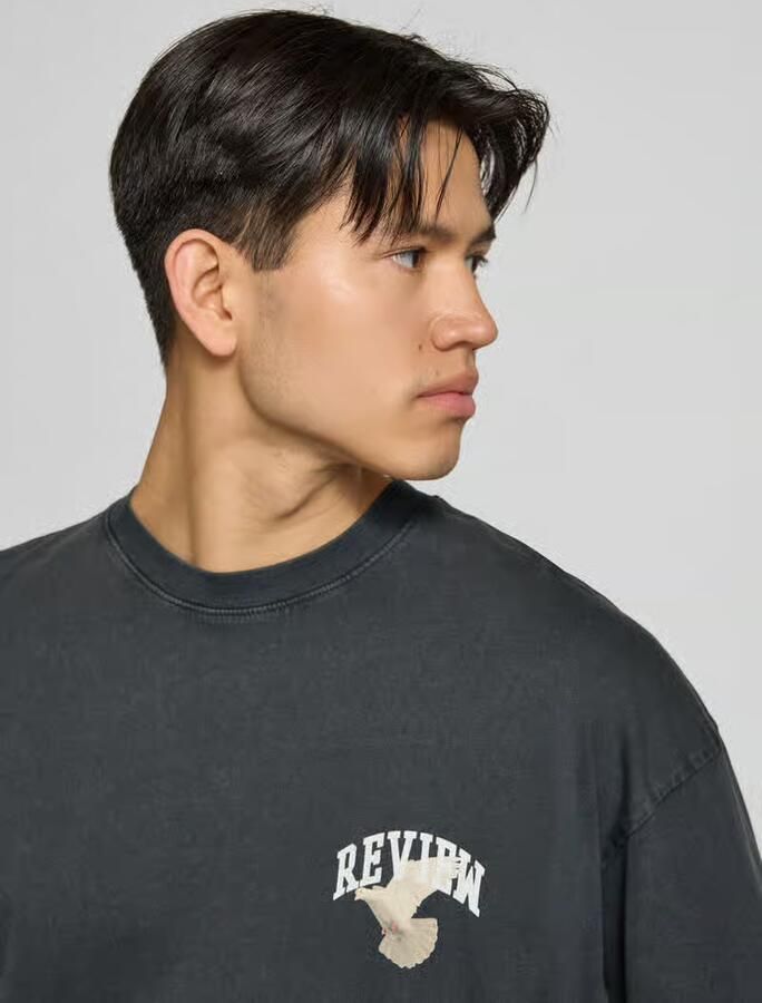REVIEW T-shirt met logo- en motiefprint