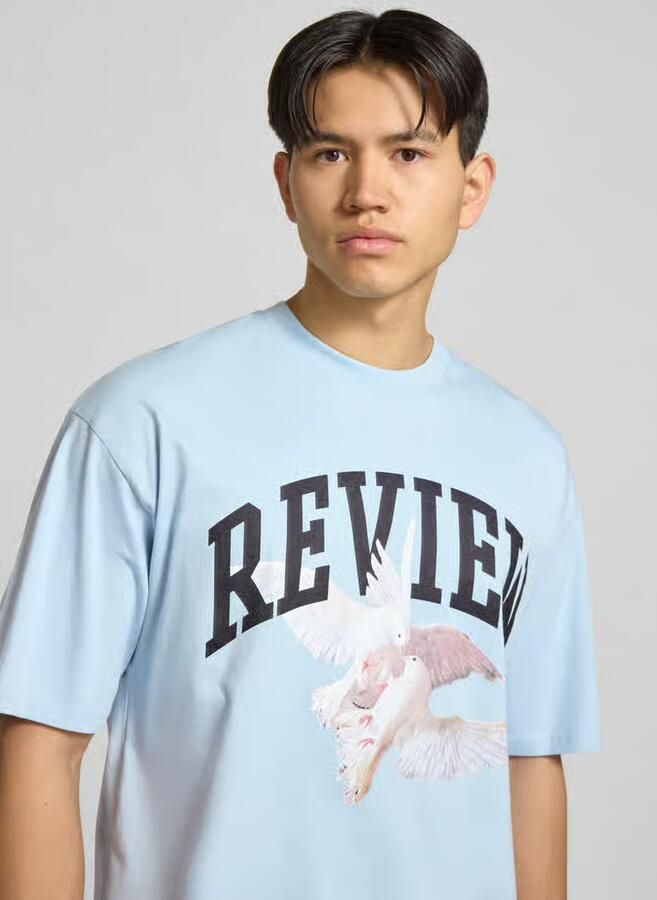 REVIEW T-shirt met logo- en motiefprint