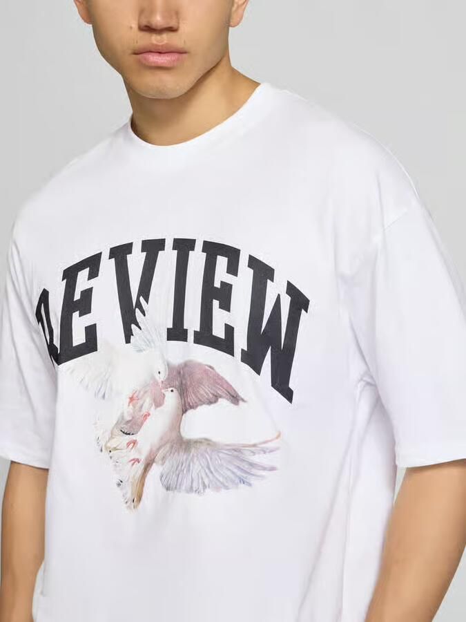 REVIEW T-shirt met logo- en motiefprint