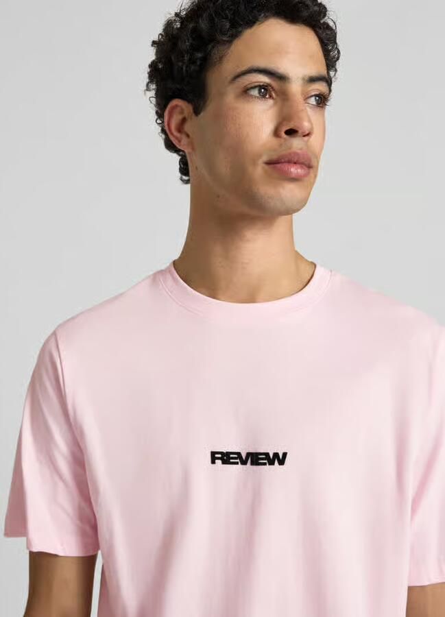 REVIEW T-shirt met logo en ronde hals