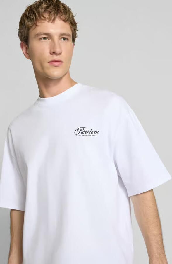 REVIEW T-shirt met logo- en statementprint