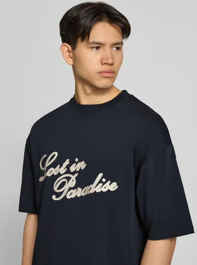 REVIEW T-shirt met logostitching en statement-stitching