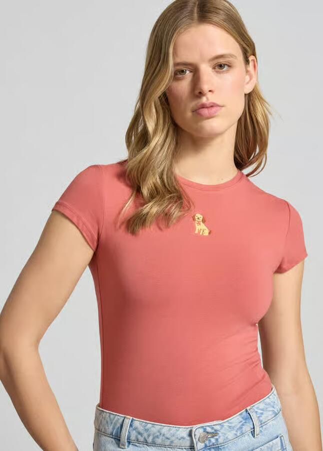 REVIEW T-shirt met motief-stitching en ronde hals