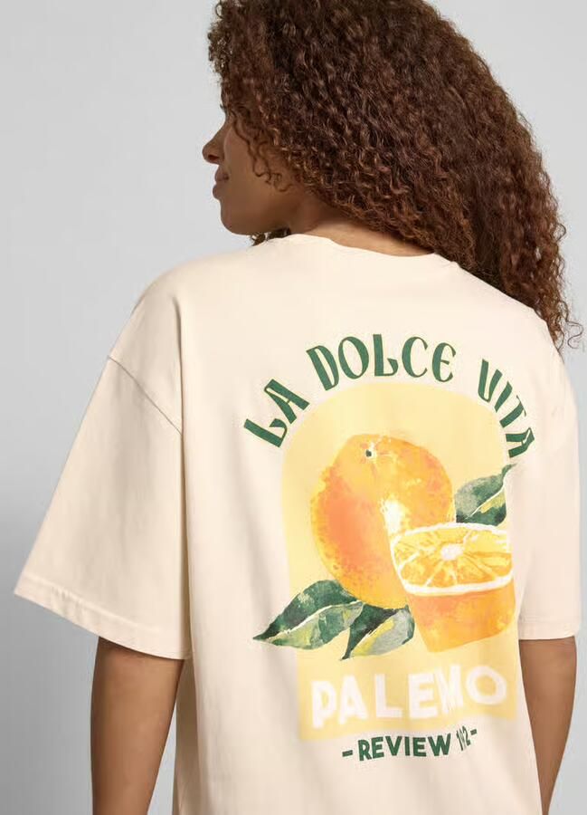 REVIEW T-shirt met motiefprint op de achterkant