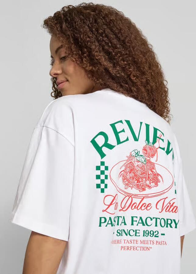 REVIEW T-shirt met motiefprint op de achterkant