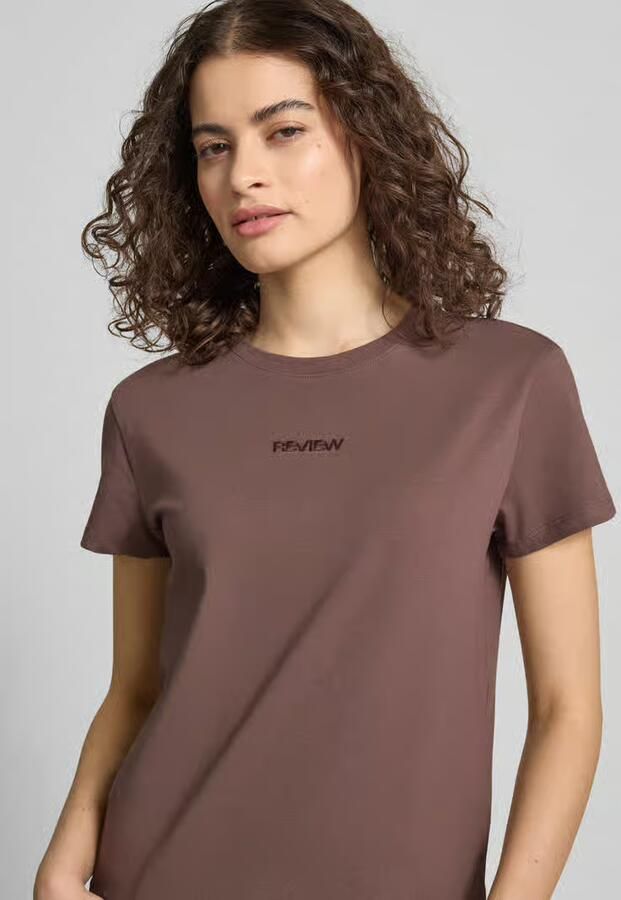REVIEW T-shirt met ronde hals en Gestikt logo