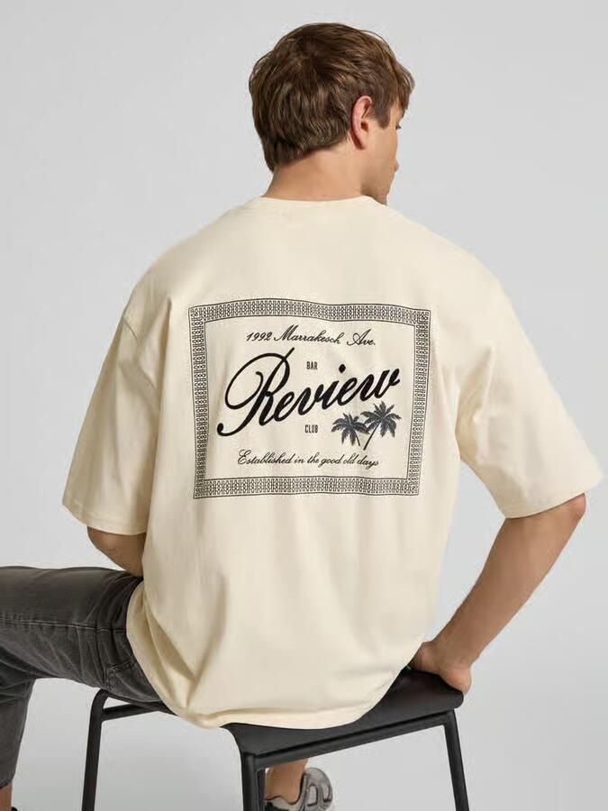 REVIEW T-shirt met ronde hals en labelprint
