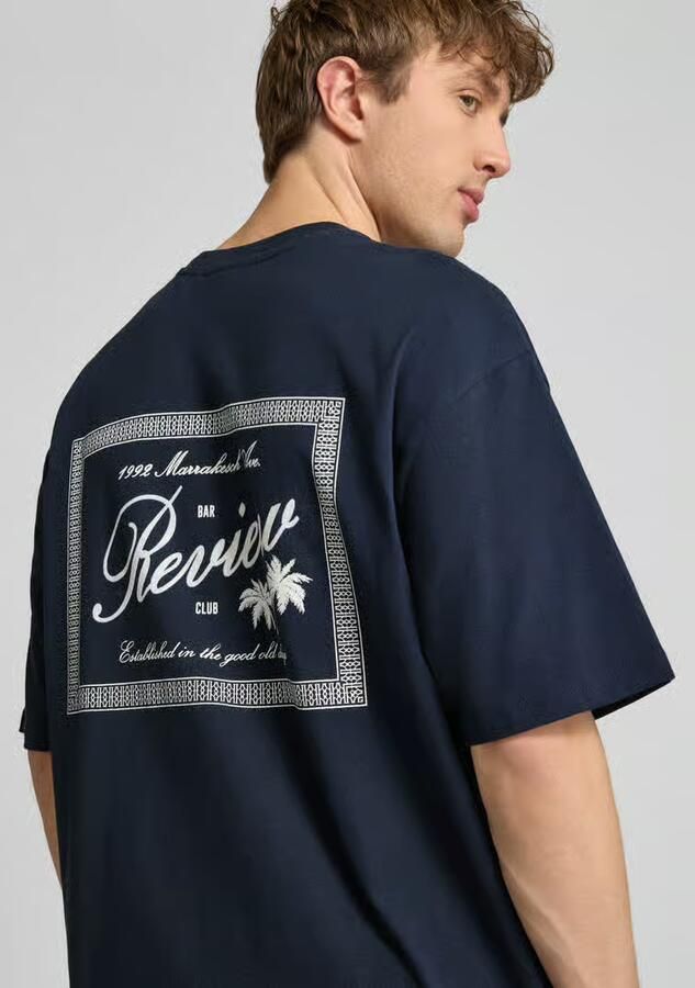 REVIEW T-shirt met ronde hals en labelprint