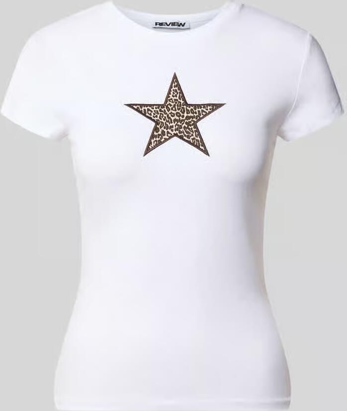 REVIEW T-shirt met stitching en ronde hals - Foto 2