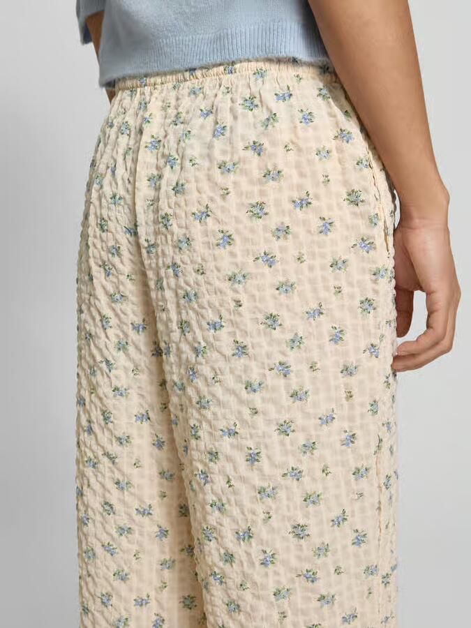 REVIEW Wide leg pull-on-broek van seersucker met trekkoord