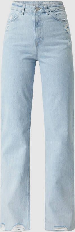 REVIEW Straight fit high waist jeans van katoen