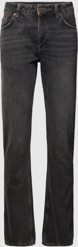 REVIEW Straight fit jeans van katoen in used-look