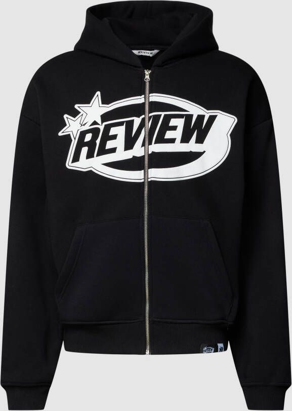 REVIEW Sweatjack met gewatteerde logoprint