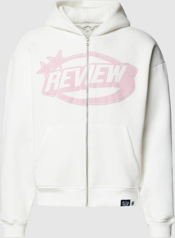 REVIEW Sweatjack met gewatteerde logoprint