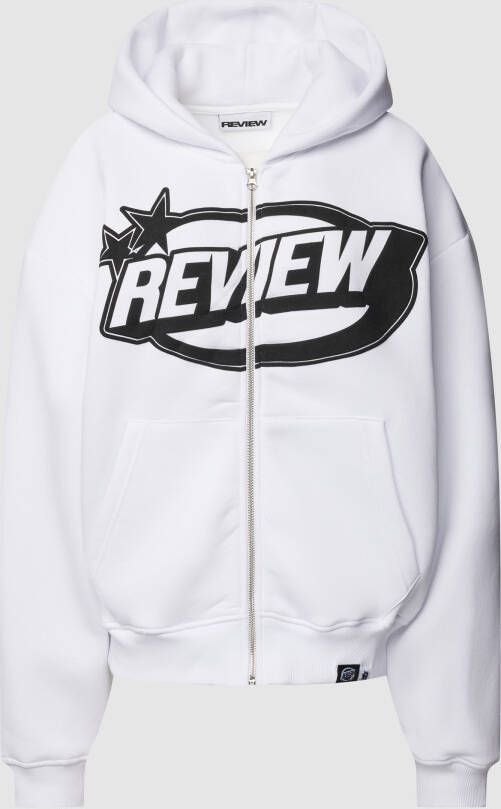 Review Sweatpants met gewatteerde logoprint