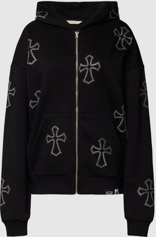 Review Sweatjack met CRUCIFIX BLING met strass-steentjes