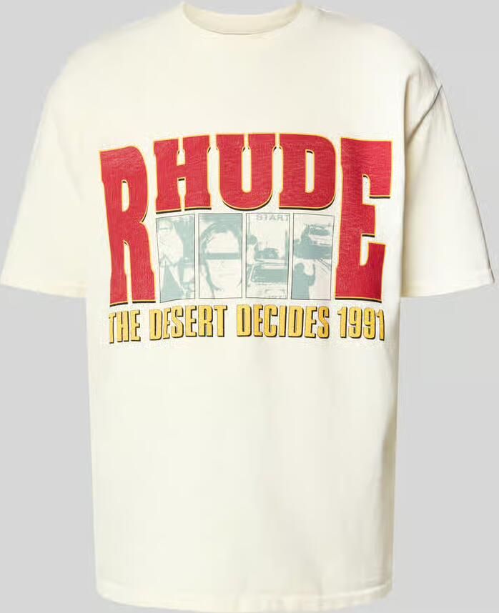 RHUDE T-shirt met labelprint van puur katoen