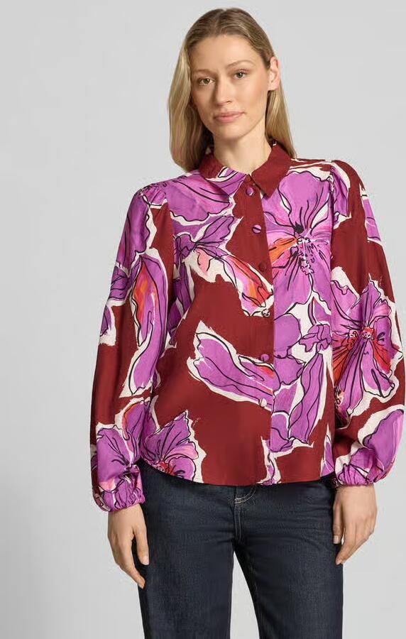 Rich & Royal Blouse van viscosemix met ballonmouwen en knoopsluiting - Foto 3