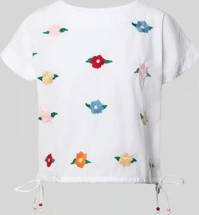 Rich & Royal Blouseshirt met stitchings en zijwaartse vetersluiting