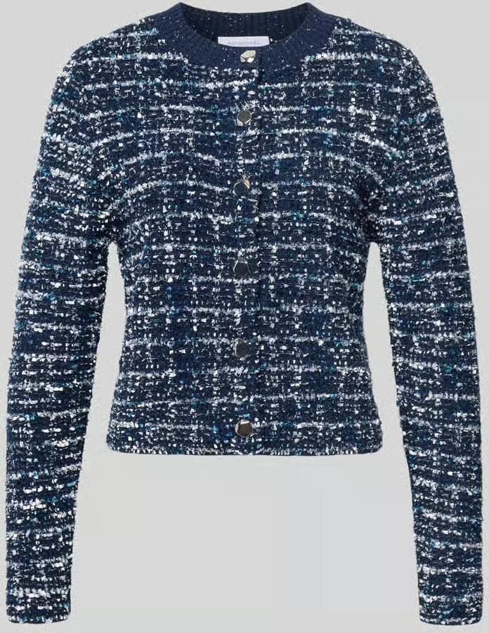 Rich & Royal Gebreid vest in bouclélook met knoopsluiting