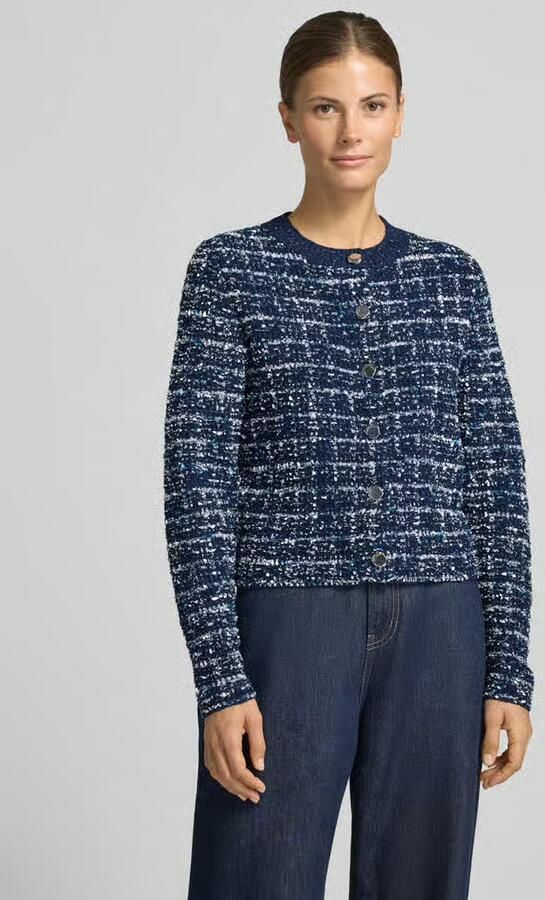 Rich & Royal Gebreid vest in bouclélook met knoopsluiting - Foto 2