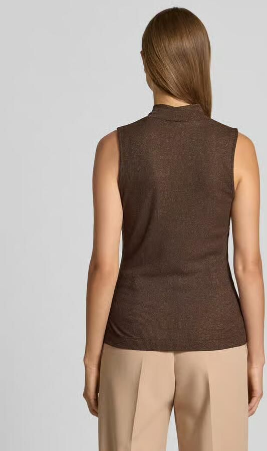 Rich & Royal Glanzende top van viscosemix met opstaande kraag