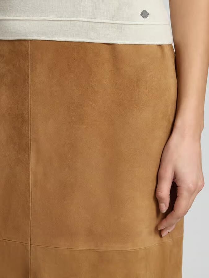 Rich & Royal Leren rok van lamsleer met elastische tailleband
