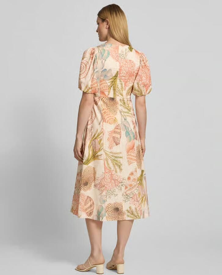 Rich & Royal midi-jurk in all-over look met pofmouwen
