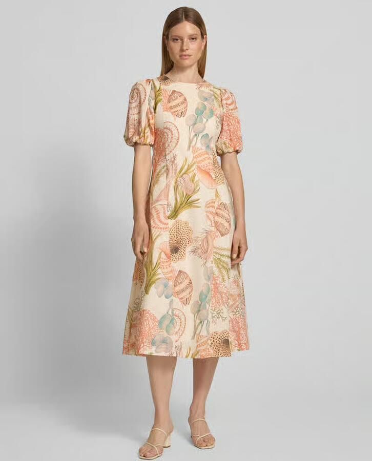 Rich & Royal midi-jurk in all-over look met pofmouwen - Foto 2