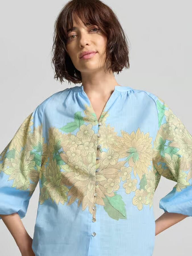 Rich & Royal regular fit blouse met V-hals en 3 4-mouw
