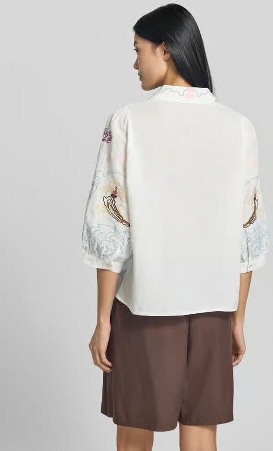 Rich & Royal regular fit blouse van mix van katoen en linnen met stitchings - Foto 4