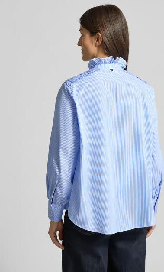 Rich & Royal Regular fit blouse van puur katoen met opstaande kraag - Foto 3