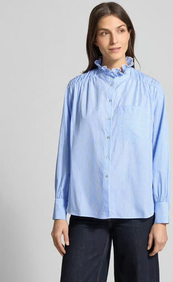 Rich & Royal Regular fit blouse van puur katoen met opstaande kraag - Foto 2