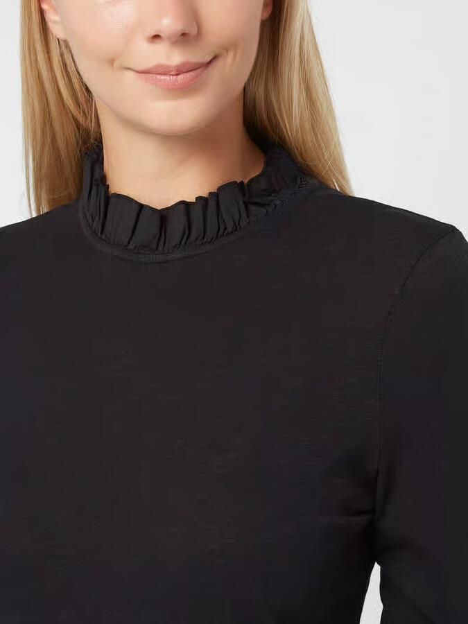 Rich & Royal Shirt met lange mouwen 2409 O Slub F LS met ruches aan de halslijn en manchetten