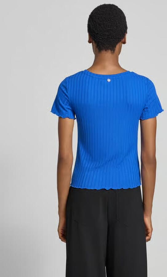 Rich & Royal Slim fit t-shirt van viscosemix met structuurpatroon - Foto 3