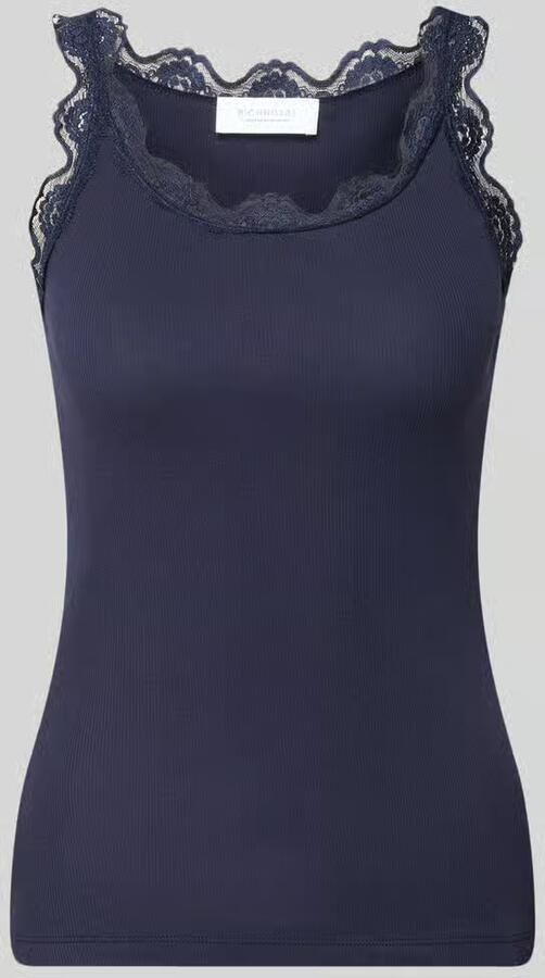 Rich & Royal Slim fit top met kant van pure katoen