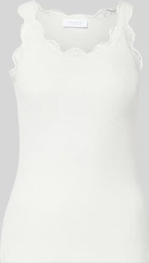 Rich & Royal Slim fit top met kant van pure katoen