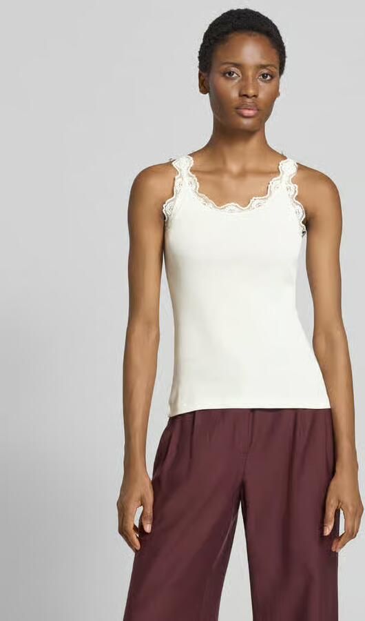 Rich & Royal Slim fit top met kant van pure katoen - Foto 2